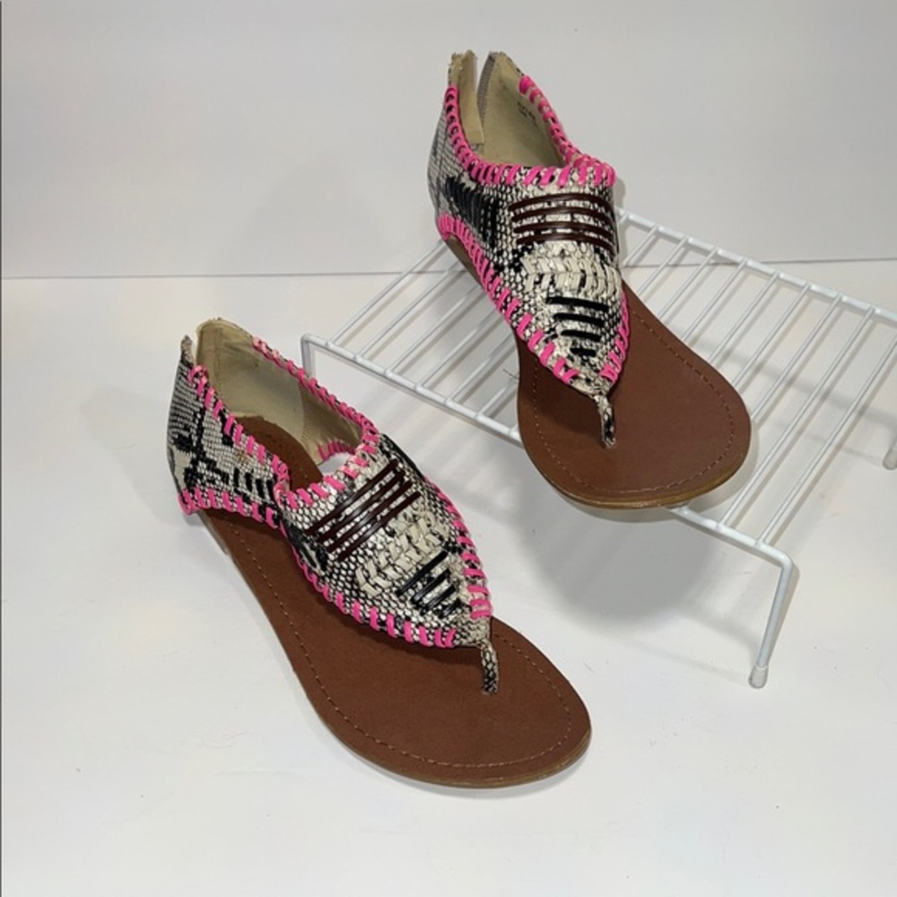 Shoe Dazzle Women's Sandals with Pink and Brown Accents